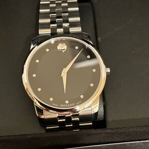 Movado Black and Silver NWOT Watch